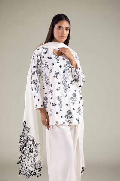 Embroidered | Raw Silk | Floral Scalloped Kurta | USD 18.00