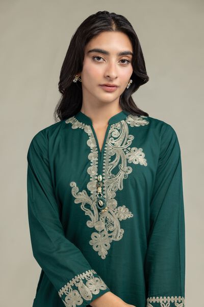 Embroidered | Cambric | Green Cambric Kurta | USD 22.50