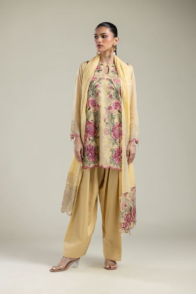 Raw Silk | Yellow Solid Shalwar | USD 10.50