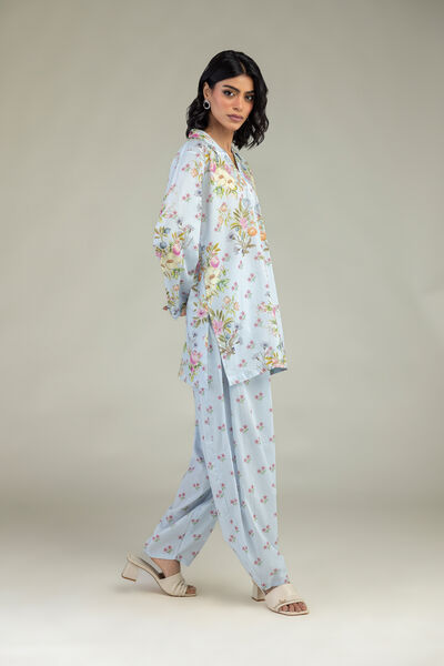Embroidered | Cambric | Blue Floral Pants | USD 30.00