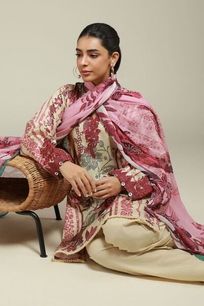 Embroidered | Satin | 3-Piece Tailored Set | USD 75.00