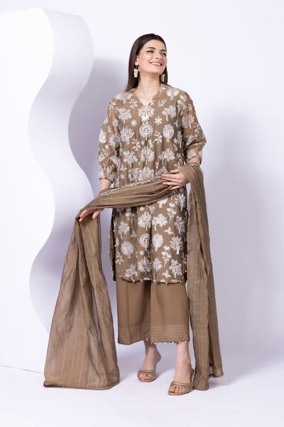 Embroidered | Crosshatch Raw Silk | Pants | USD 6.00