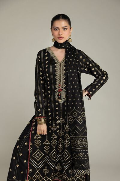Embroidered | Cambric | Black Co-ord Set | USD 77.50