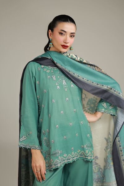 Embroidered | Raw Silk | Floral Drawstring Kurta | USD 32.50