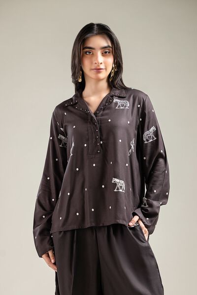 Embroidered | Viscose Crepe | Blouse | USD 20.00