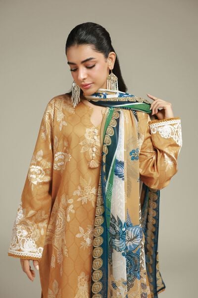 Embroidered | Satin | Tailored 3-Piece Set | USD 75.00