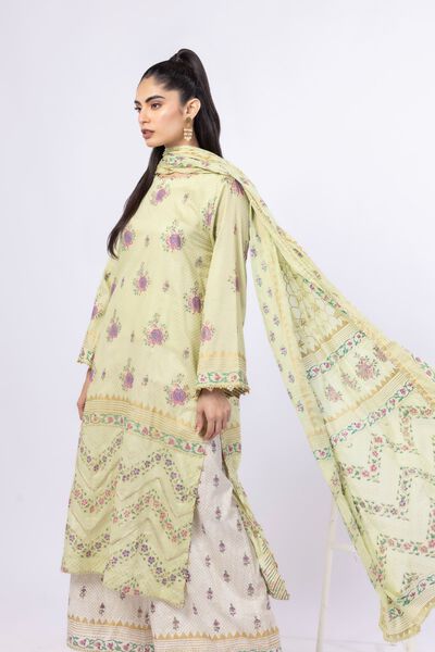 Printed | Voile | 3 Piece Co-ord Set | USD 33.00