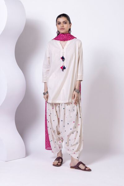 Embroidered | Cotton Dobby | Pants | USD 30.00