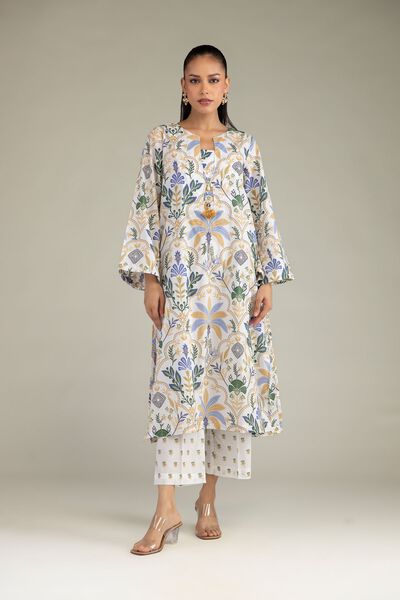 Printed | Cambric | Floral White Pants | USD 30.00
