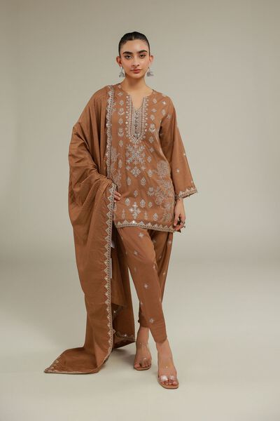 Embroidered | Raw Silk | Floral Straight Shalwar | USD 10.50