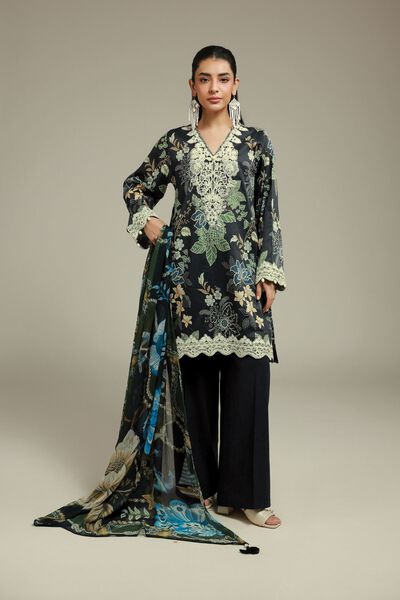 Embroidered | Satin | Fabrics 3 Piece | USD 55.00