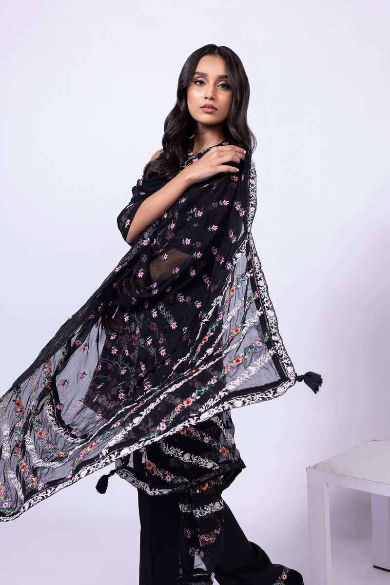 Embroidered | Polyester Crinkle Chiffon | Dupatta | null