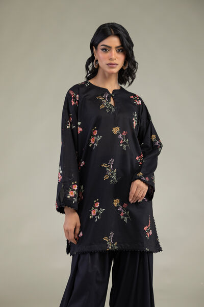 Embroidered | Cambric | Black Floral Kurta | USD 30.00