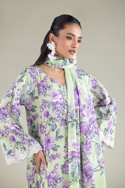 Embroidered | Cambric | Floral V-Neck Kurta | USD 20.00