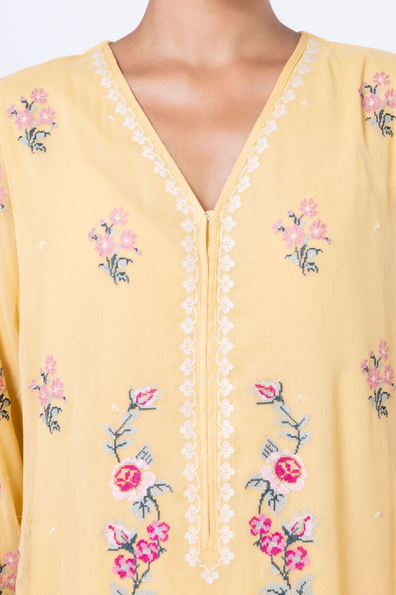 Embroidered | Polyester Crinkle Chiffon | Kurta | USD 30.00