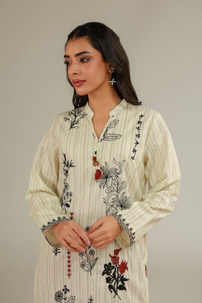 Embroidered | Cotton Dobby | Floral Cotton Kurta | USD 35.00
