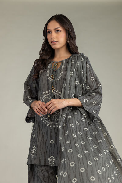 Printed | Voile | Gray Printed Dupatta | USD 12.50