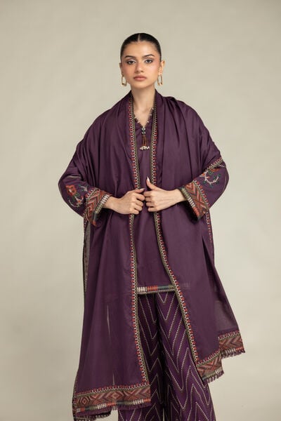 Embroidered | Lawn | Purple Lawn Dupatta | USD 35.00