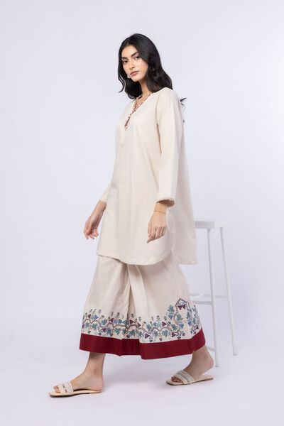 Embroidered | Crosshatch Poplin | Pants | USD 30.00