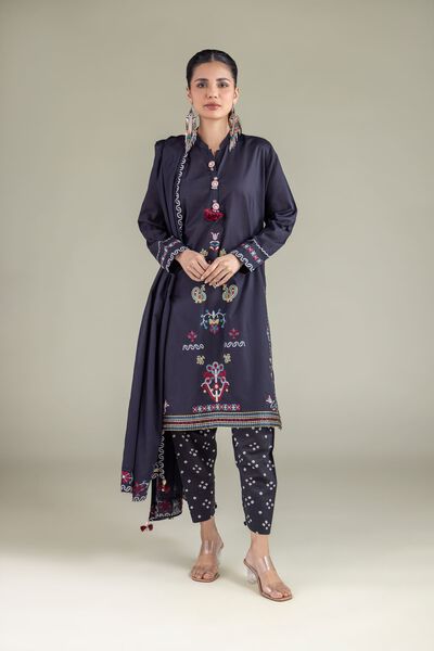 Embroidered | Cambric | Straight Dotted Shalwar | USD 25.00