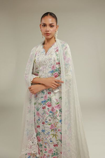 Embroidered | Raw Silk | Floral Longline Kurta | USD 18.00