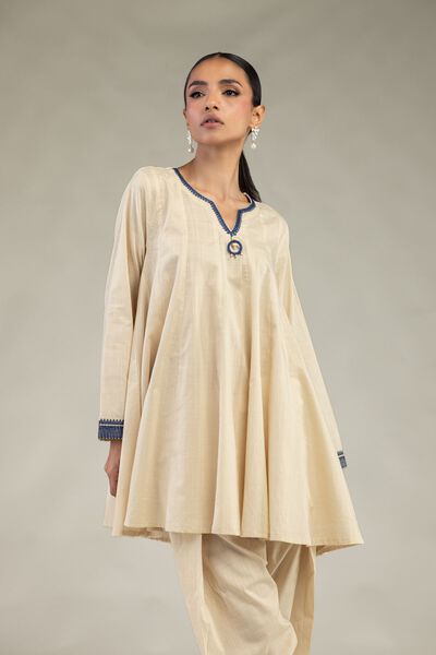 Textured Cotton | Embroidered | Short Cotton Kurta  | USD 12.00