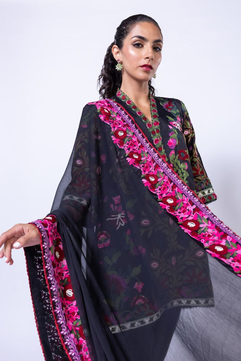 Embroidered | Polyester Crinkle Chiffon | Dupatta | null