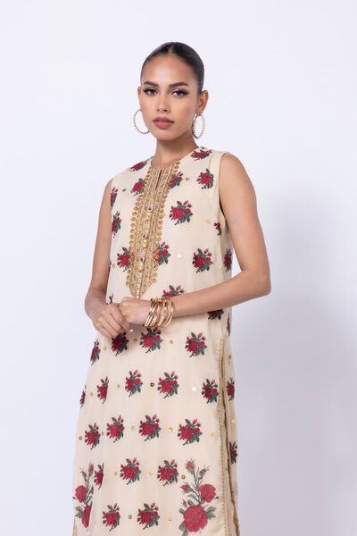 Embroidered | Polyester Crinkle Chiffon | Kurta | USD 30.00