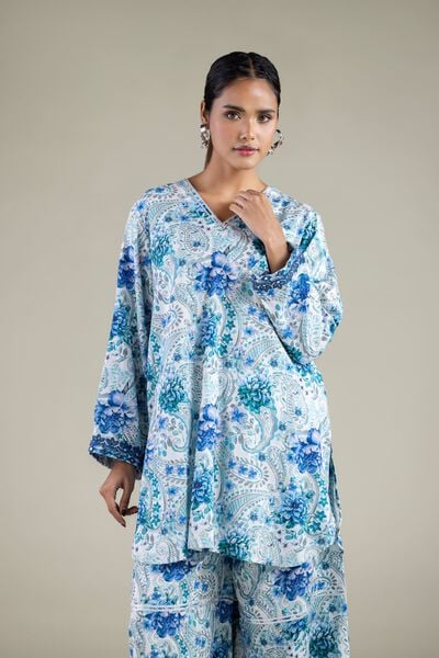 Embroidered | Viscose | Paisley V-Neck Kurta | USD 35.00