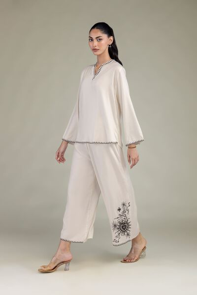 Embroidered | Viscose Crepe | Trousers | USD 15.00