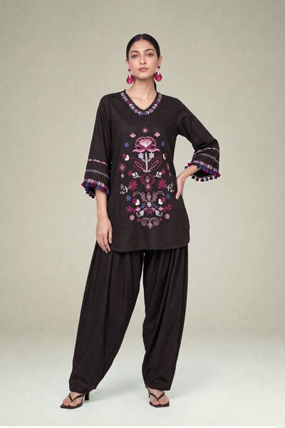 Embroidered | Cambric | Black Solid Pants | USD 30.00