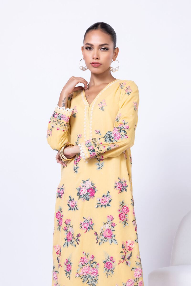 Embroidered | Polyester Crinkle Chiffon | Kurta | USD 30.00