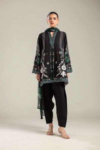 Embroidered | Raw Silk | Black Silk Shalwar | USD 9.00