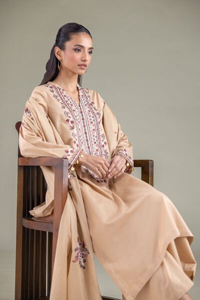 Embroidered | Cambric | Long V-Neck Kurta | USD 40.00