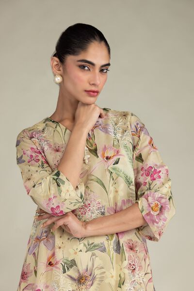 Embroidered | Blended Viscose | Floral Longline Kurta | USD 27.50