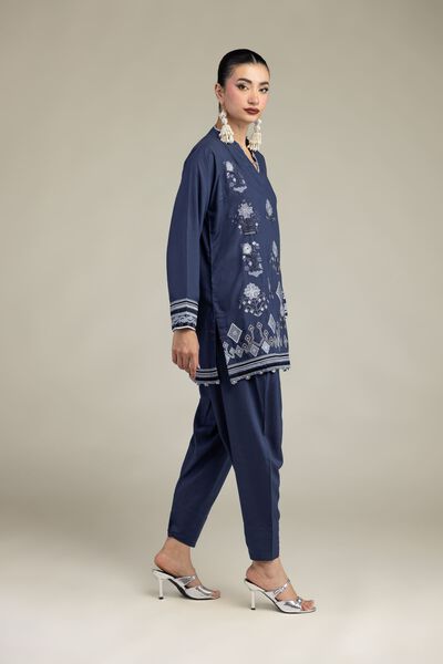 Embroidered | Raw Silk | Silk Navy Shalwar | USD 9.00