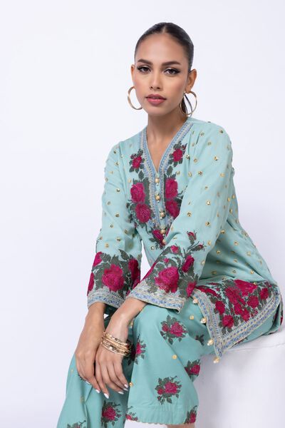 Embroidered | Polyester Crinkle Chiffon | Kurta | USD 30.00