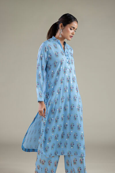 Embroidered | Viscose | Paisley Band Collar Kurta | USD 10.50