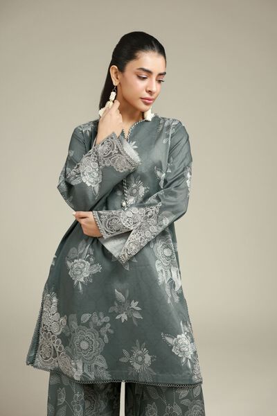 Embroidered | Satin | 2-Piece Tailored Set | USD 60.00