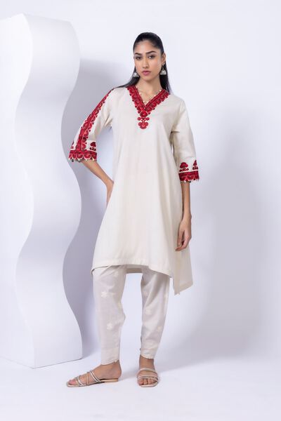 Embroidered | Crosshatch Poplin | Kurta | USD 15.00