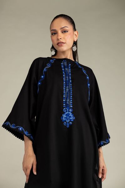 Embroidered | Cambric | Black Cambric Kurta | USD 40.00