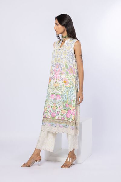 Embroidered | Crosshatch Raw Silk | Pants | USD 14.00