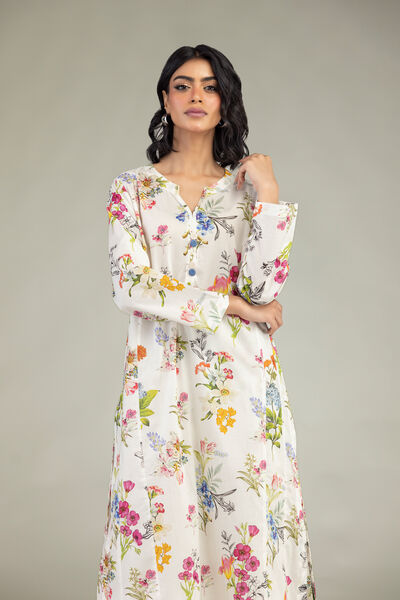 Embroidered | Cambric | Floral Longline Kurta | USD 30.00