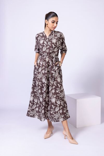 Printed | Dull Raw Silk | Maxi Dress | USD 10.50