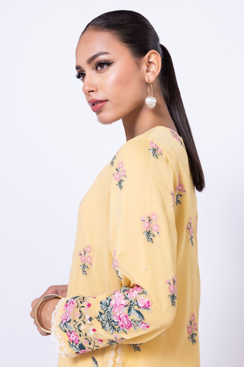 Embroidered | Polyester Crinkle Chiffon | Kurta | USD 30.00