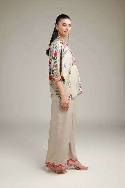 Embroidered | Viscose Crepe | Trousers | USD 9.00