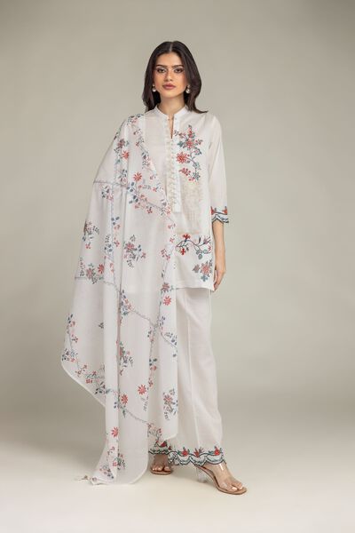 Embroidered | Cotton Dobby | Floral Cotton Pants | USD 25.00