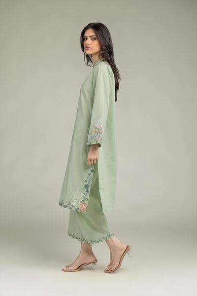 Embroidered | Cotton Dobby | Mint Cotton Pants | USD 7.50