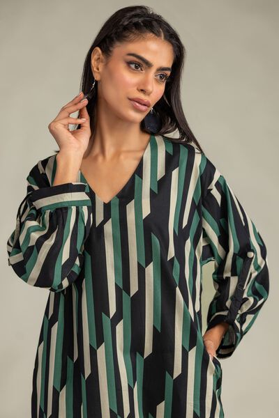 Printed | Cambric | Cambric Longline Shirt | USD 35.00