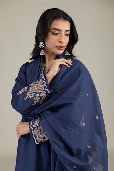 Embroidered | Lawn | Navy Lawn Dupatta | USD 17.50
